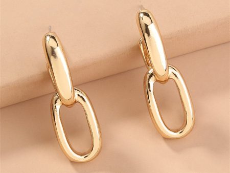 18K Gold-Plated Interlocked Cable Chain Drop Earrings Fashion