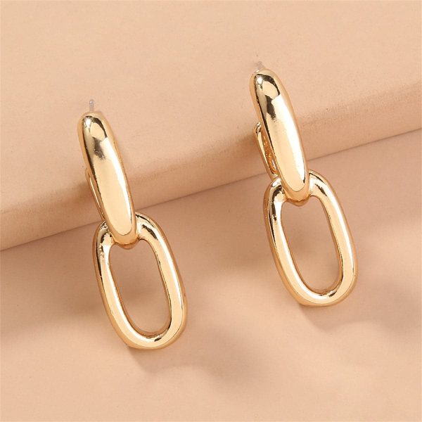 18K Gold-Plated Interlocked Cable Chain Drop Earrings Fashion