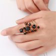 Black Crystal & Cubic Zirconia Adjustable Stacking Flower Ring For Sale