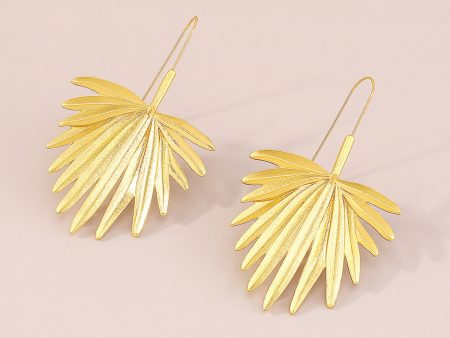 18K Gold-Plated Palm Leaf Drop Earrings For Discount