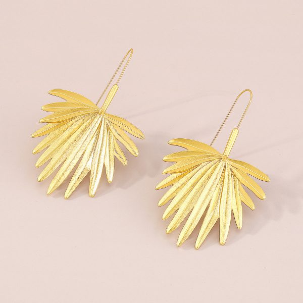 18K Gold-Plated Palm Leaf Drop Earrings For Discount