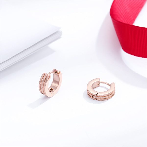 18K Rose Gold-Plated Frosted Huggie Earring Discount