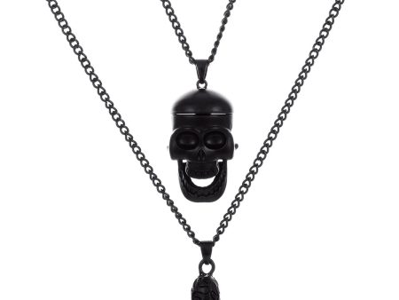 Black Skull Pendant Layered Necklace Sale