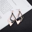 Black Acrylic & 18K Rose Gold-Plated  Love  Stacked Rhombus Drop Earrings Supply