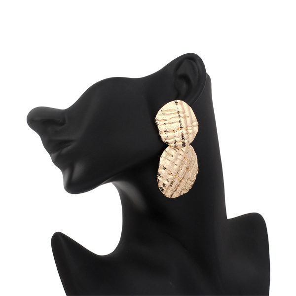 18K Gold-Plated Textured Medallion Drop Earrings Hot on Sale