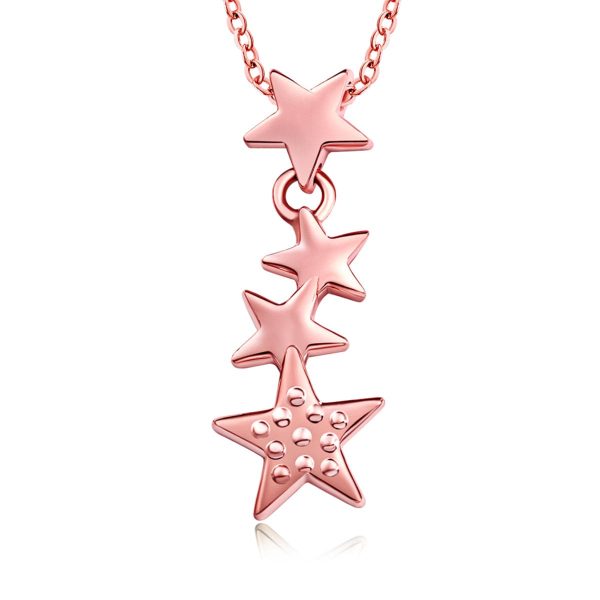 18K Rose Gold-Plated Falling Star Pendant Necklace For Sale