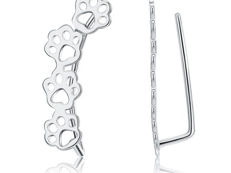 Sterling Silver Paw Ear Climbers For Sale