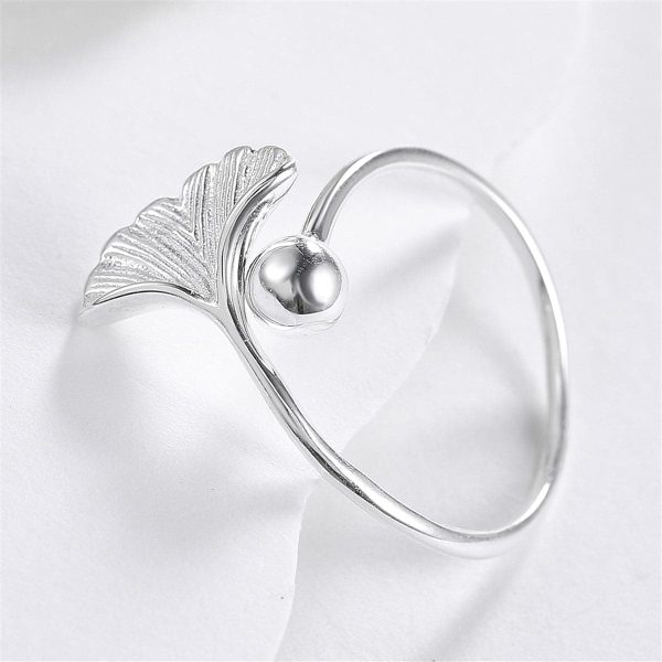 Sterling Silver Gingko Leaf Bypass Ring Online now