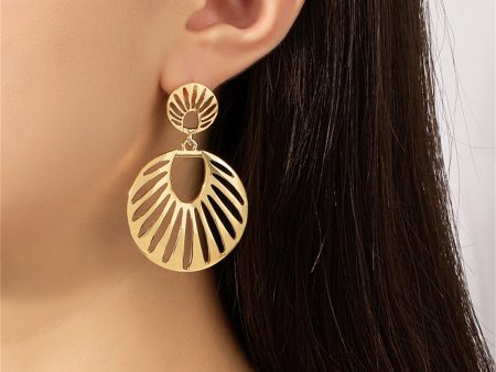 18K Gold-Plated Openwork Fan Drop Earrings Sale