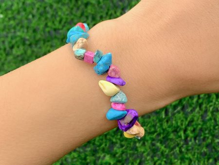 Blue & Purple Turquoise Beaded Stretch Bracelet Online Hot Sale