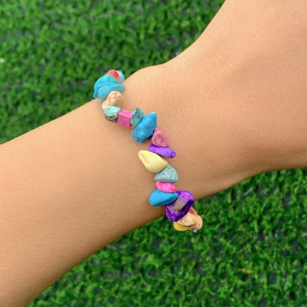 Blue & Purple Turquoise Beaded Stretch Bracelet Online Hot Sale