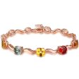 Yellow & Red Crystal & 18K Rose Gold-Plated Oval Station Bracelet Supply