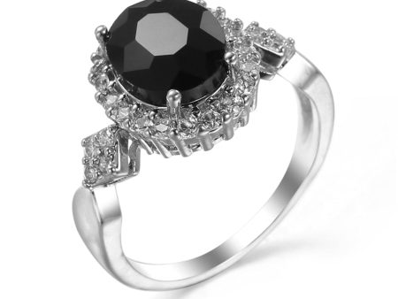 Black Crystal & Cubic Zirconia Oval-Cut Ring Online now