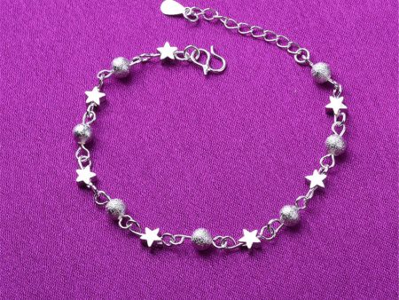 Silver-Plated Star & Bead Station Anklet Online Sale