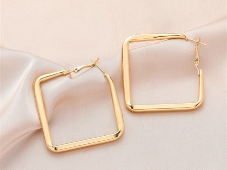 18K Gold-Plated Rhombus Hoop Earring Online Sale