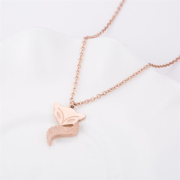 18K Rose Gold-Plated Frosted Fox Pendant Necklace Discount