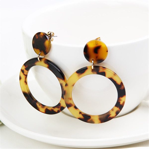 Tortoise Open Circle Drop Earrings Cheap