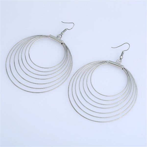 Silver-Plated Layered Hoop Drop Earring Hot on Sale