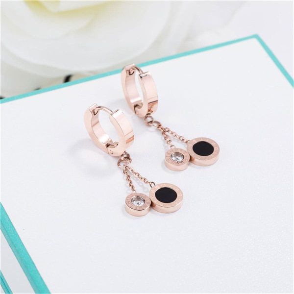 Cubic Zirconia & 18K Rose Gold-Plated Double Ring Drop Earrings Hot on Sale