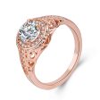 White Round Crystal & 18K Rose Gold-Plated Ring Online Hot Sale