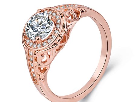 White Round Crystal & 18K Rose Gold-Plated Ring Online Hot Sale