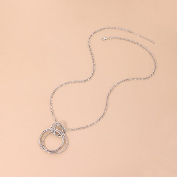 Silver-Plated Interlocked Circle Pendant Necklace on Sale