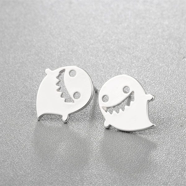 Silver-Plated Ghost Stud Earrings on Sale