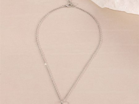 Silver-Plated Floral Oval Pendant Necklace Online