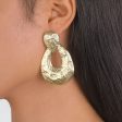 18K Gold-Plated Textured Open Drop Earrings For Cheap