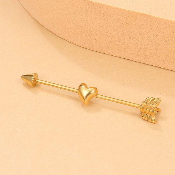 18K Gold-Plated Heart & Arrow Ear Cuff Discount