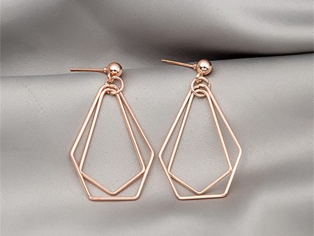 18K Rose Gold-Plated Open Geometric Drop Earrings on Sale