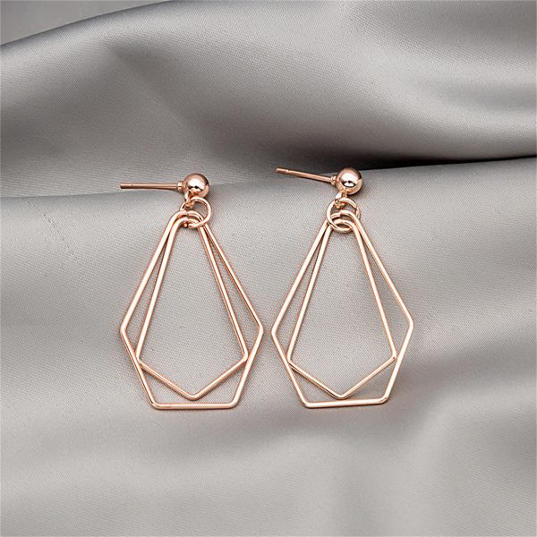 18K Rose Gold-Plated Open Geometric Drop Earrings on Sale