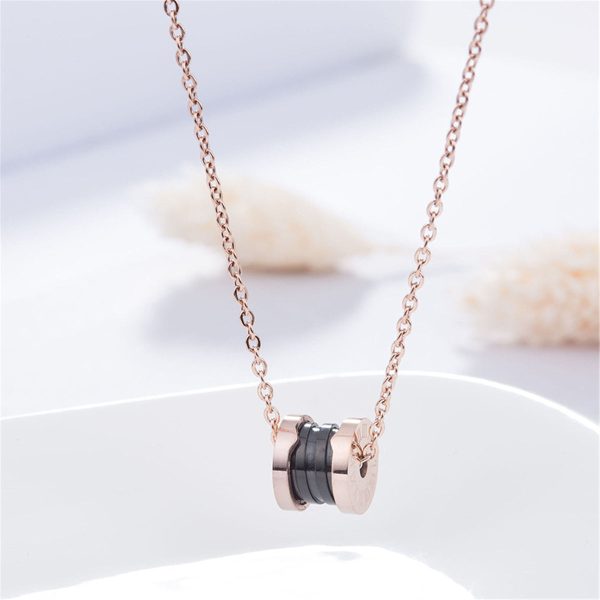 Black Acrylic & 18K Rose Gold-Plated Coil Pendant Necklace Supply