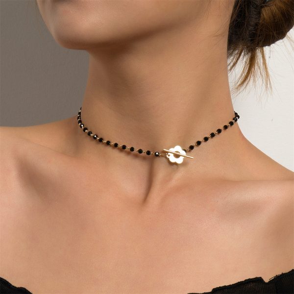 Black Acrylic & 18K Gold-Plated Floral Choker Necklace Online now