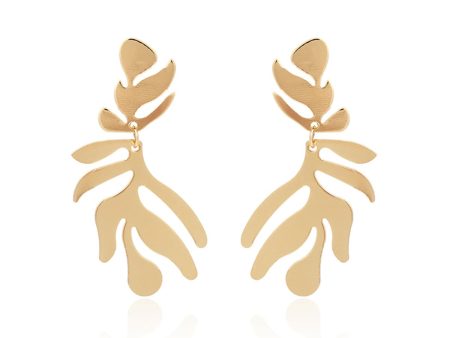 18K Gold-Plated Palm Frond Drop Earrings Online Hot Sale