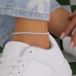 White Enamel & Silver-Plated Box Chain Anklet Fashion