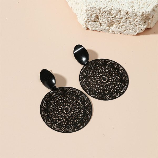 Black Celestial Plate Drop Earrings For Cheap