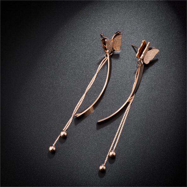 18K Rose Gold-Plated Butterfly Tassel Drop Earrings Online Sale