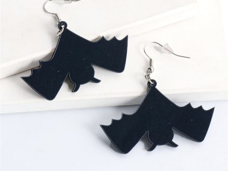 Black Acrylic & Silver-Plated Bat Drop Earrings Hot on Sale