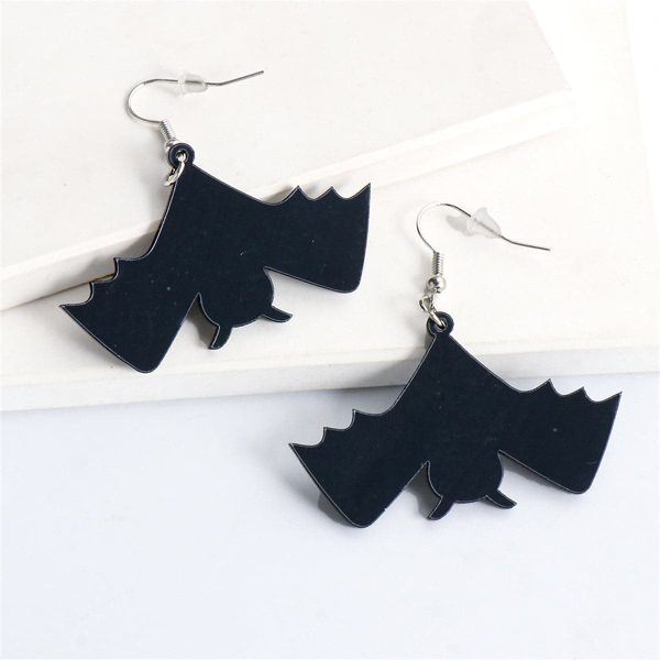 Black Acrylic & Silver-Plated Bat Drop Earrings Hot on Sale