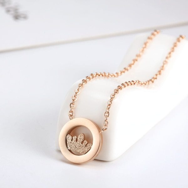 18K Rose Gold-Plated Crown Pendant Necklace Discount