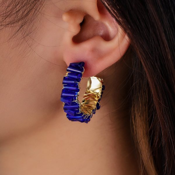 Blue Acrylic & 18K Gold-Plated C-Shape Stud Earrings Online Hot Sale