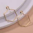 18K Gold-Plated Open Hexagon Drop Earrings Supply