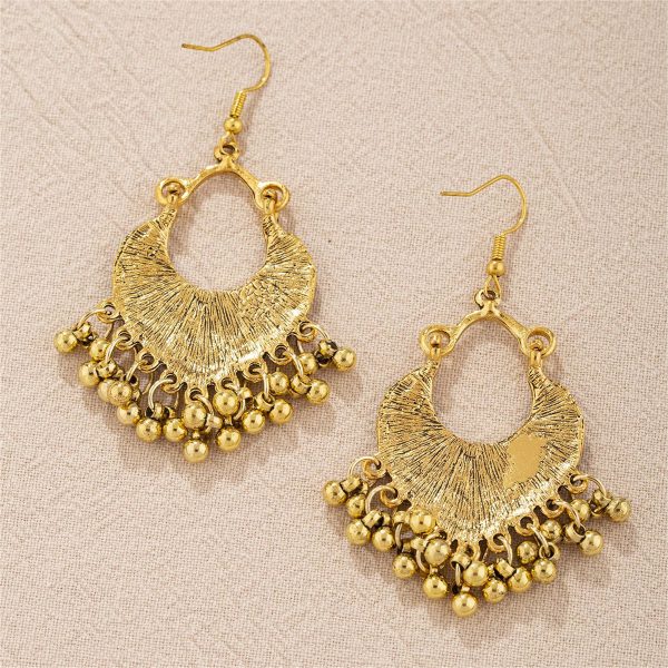 Black Enamel & 18K Gold Plated Ball-Detail Flower Drop Earrings For Sale