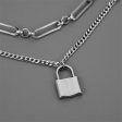 Silver-Plated Lock Layered Pendant Necklace Hot on Sale