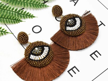 18K Gold-Plated & Brown Tassel Bead Drop Earrings Online now