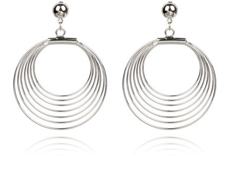 Silver-Plated Layer Wave Drop Earrings Fashion