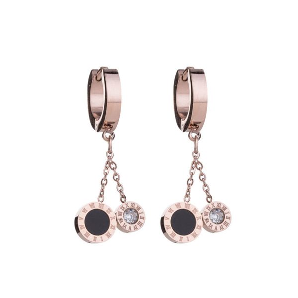 Cubic Zirconia & 18K Rose Gold-Plated Double Ring Drop Earrings Hot on Sale