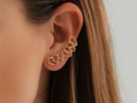 18K Gold-Plated Hearts Ear Climber Online Sale