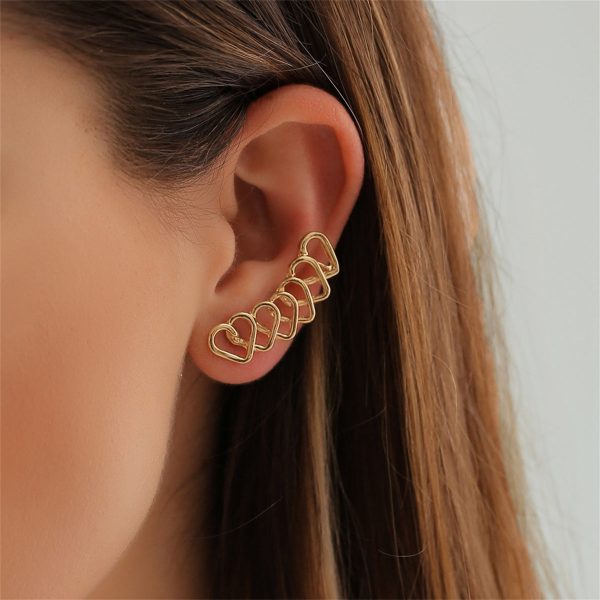 18K Gold-Plated Hearts Ear Climber Online Sale